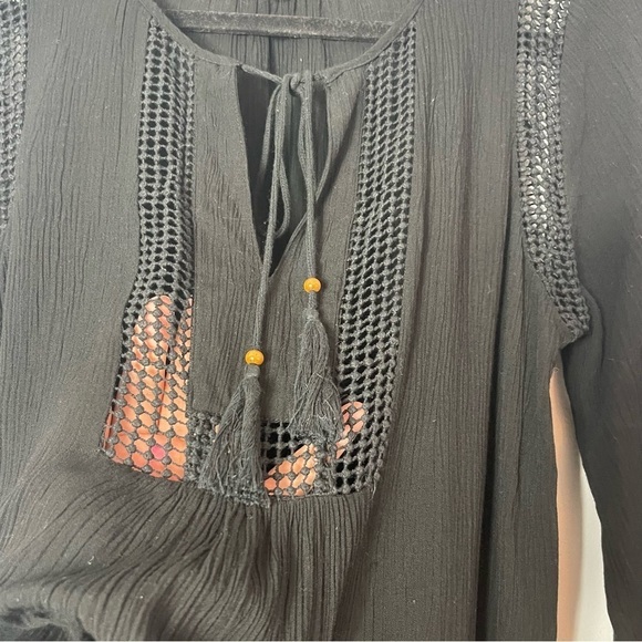 Daniel Rainn Black Boho Blouse Size Medium - Picture 2 of 12